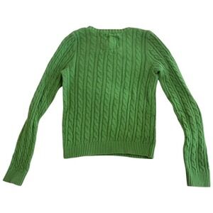 Abercrombie & Fitch Mens Green Cable Knit Crew Neck Moose Logo Sweater Small